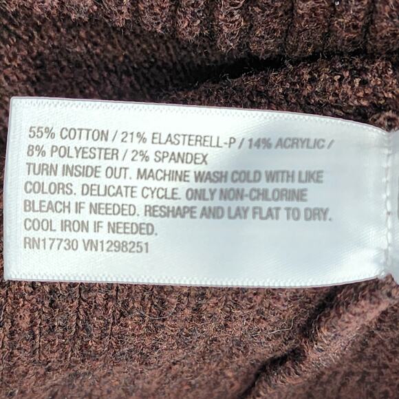 A New Day Sweater Womens‎ L Brown White Striped Mock Neck Pullover Casual Preppy - Picture 6 of 10
